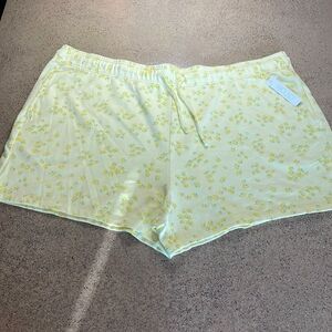 Abound Organic Cotton French Terry Shorts Yellow Ditsy Floral Size 3X